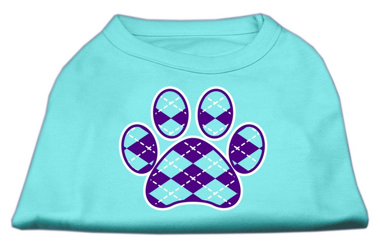 Argyle Paw Purple Screen Print Shirt Aqua XS